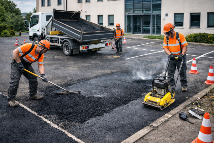 allée, voie et parking en enrobée